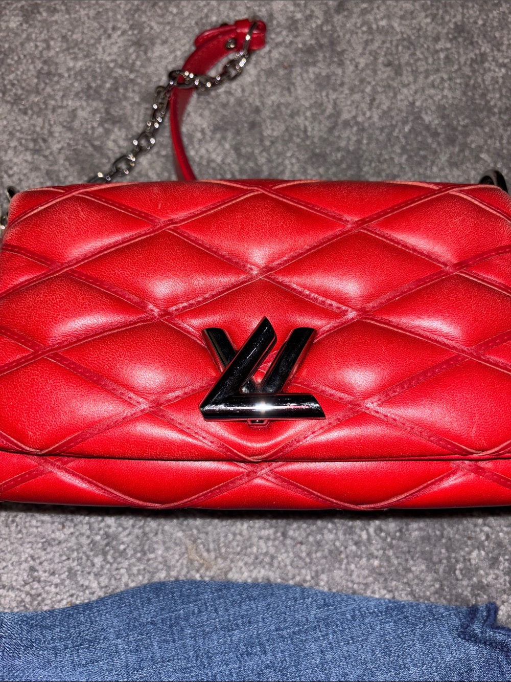Louis Vuitton Red Quilted Shoulder Bag with Chain Strap - Picture 10 of 10